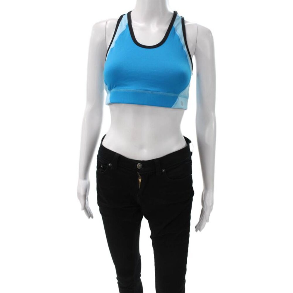 Lululemon Womens Scoop Neck Stretch Knit Colorblock Sports Bra Blue Size 10